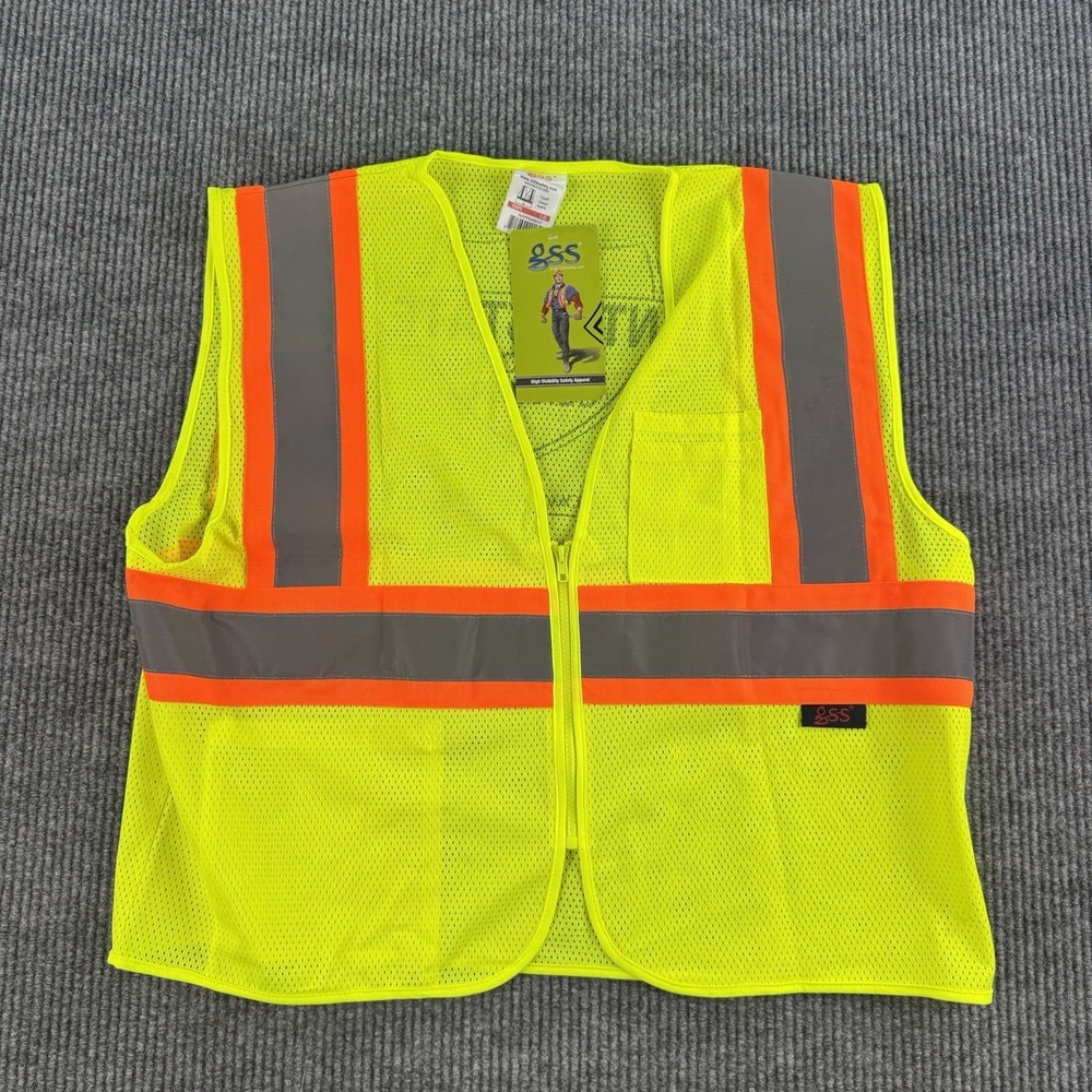GSS Safety Vest Men Large Orange Type R Class 2 Interstate Truck Center NWT